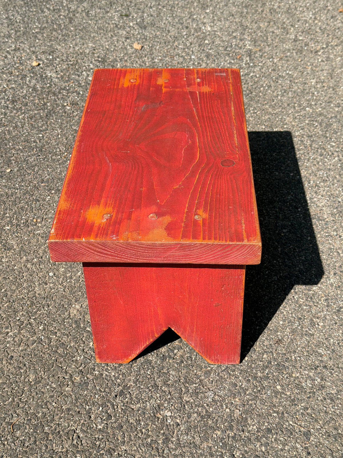 Rustic Farmhouse Red Painted Wood Bench / Stool