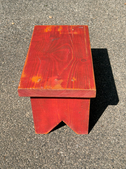 Rustic Farmhouse Red Painted Wood Bench / Stool