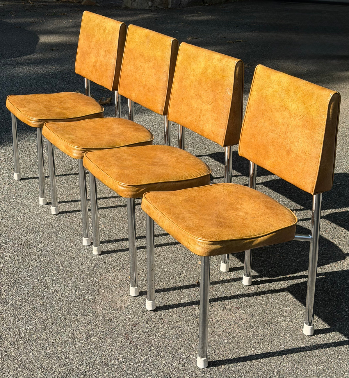 Set of 4 Daystrom Chrome and Vinyl Chairs
