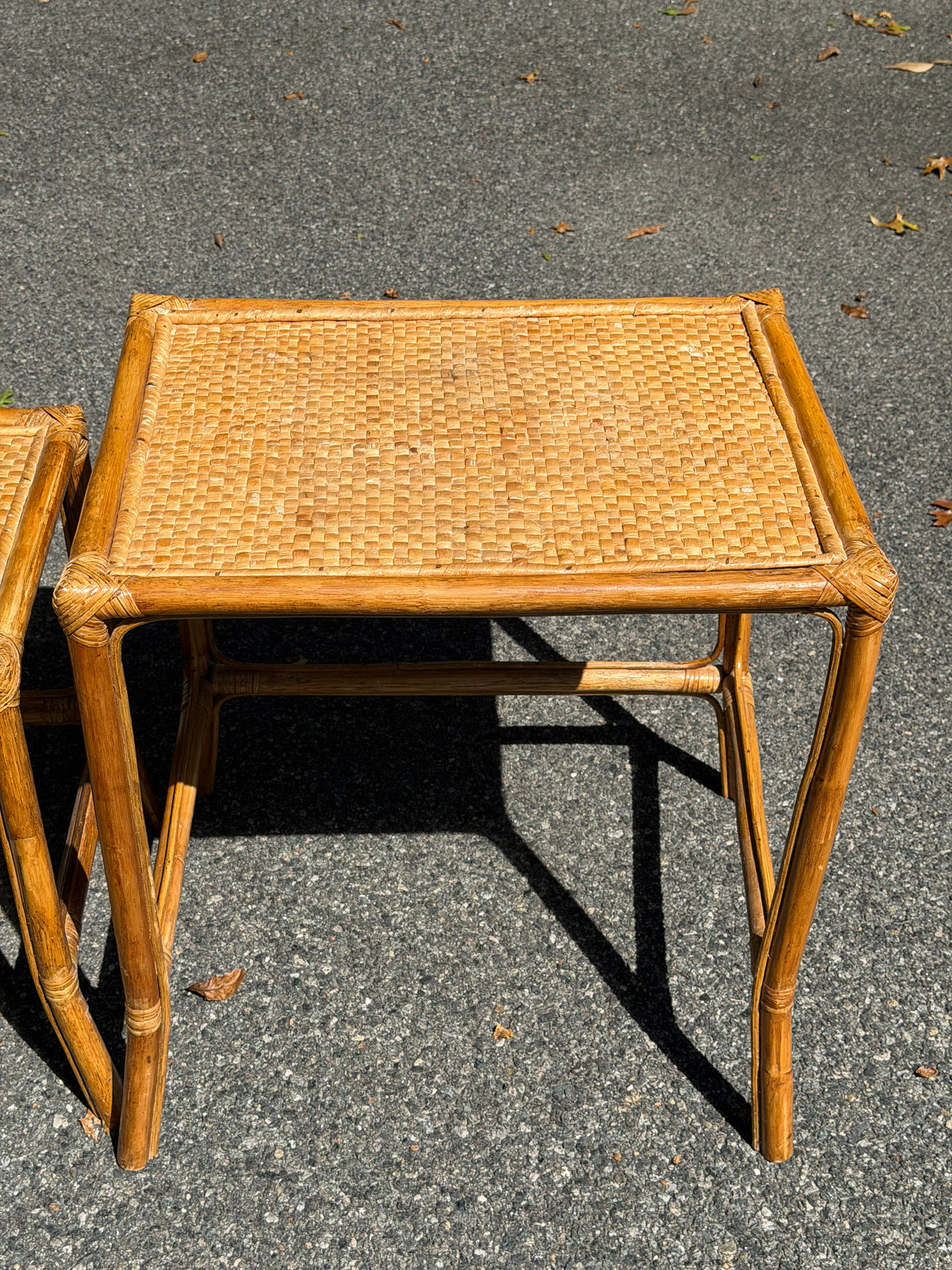 Rattan Nesting Side Tables – Set of 3