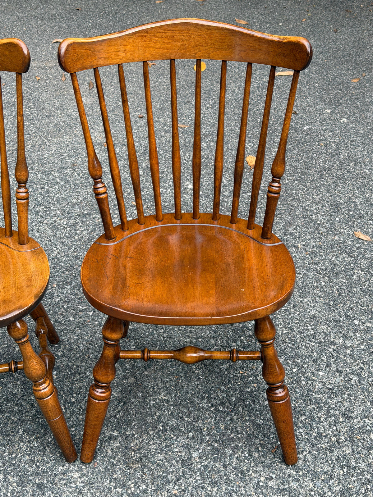Set of 4 Solid Wood Windsor Dining Chairs (Temple Stuart and S. Bent & Bros)