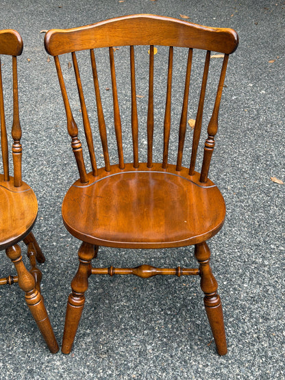Set of 4 Solid Wood Windsor Dining Chairs (Temple Stuart and S. Bent & Bros)