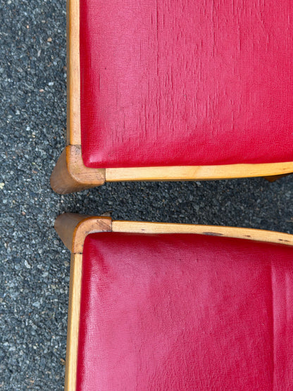 Set of 4 Hale Company MCM Solid Swedish Maple Red Vinyl Dining Chairs
