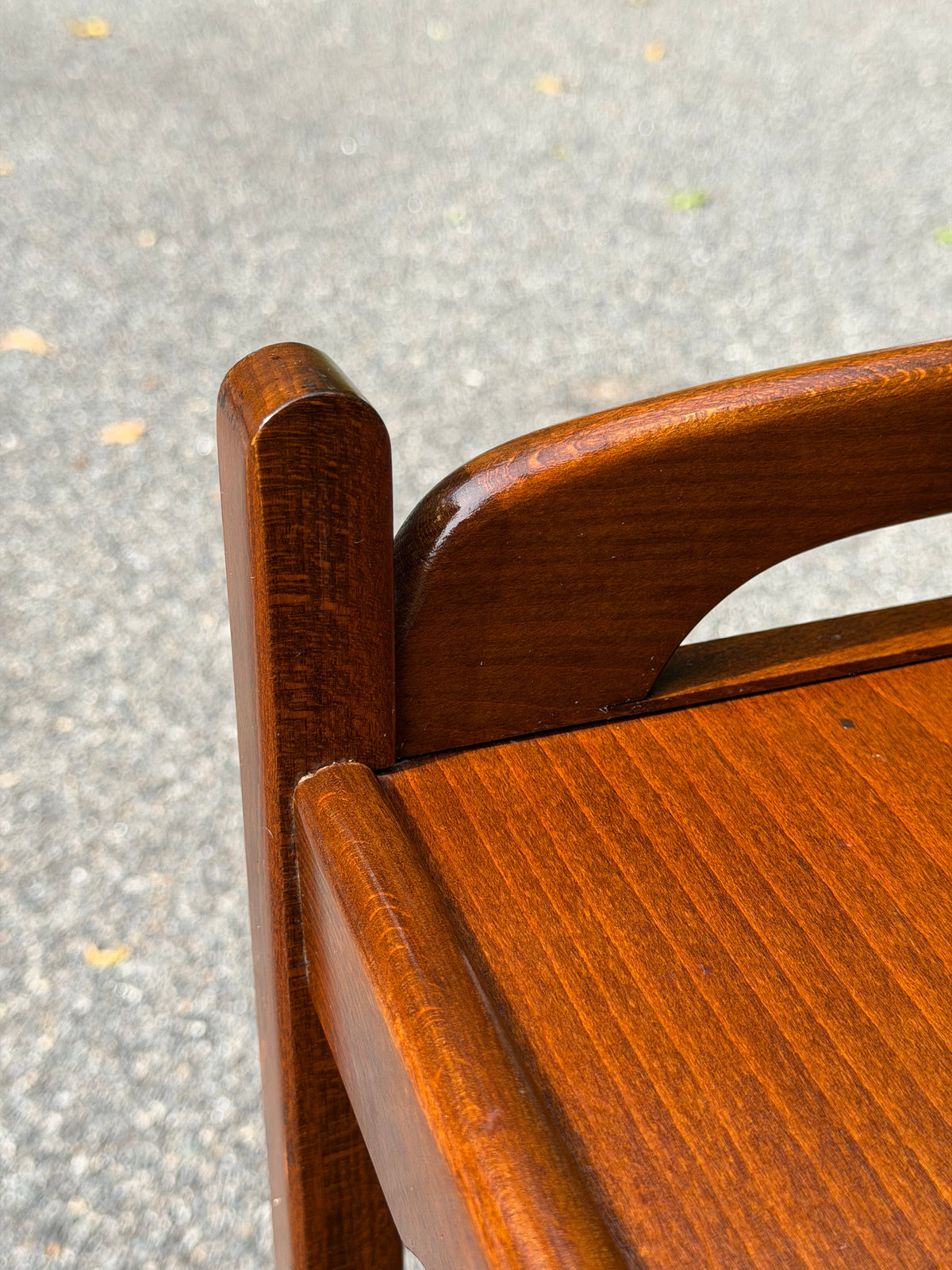 Mid-Century Modern 2-Tiered Wood Bar Cart with Cutout Handles