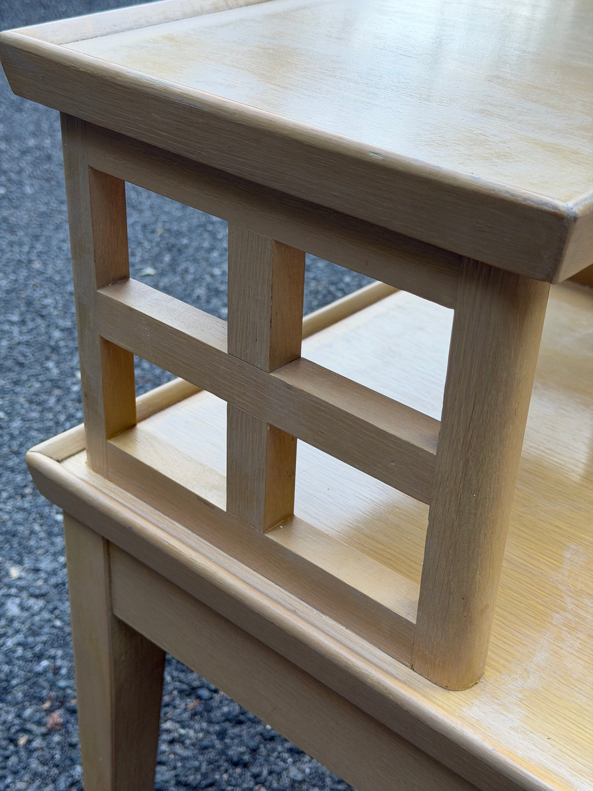1960s MCM Blonde 2-Tier Step Table