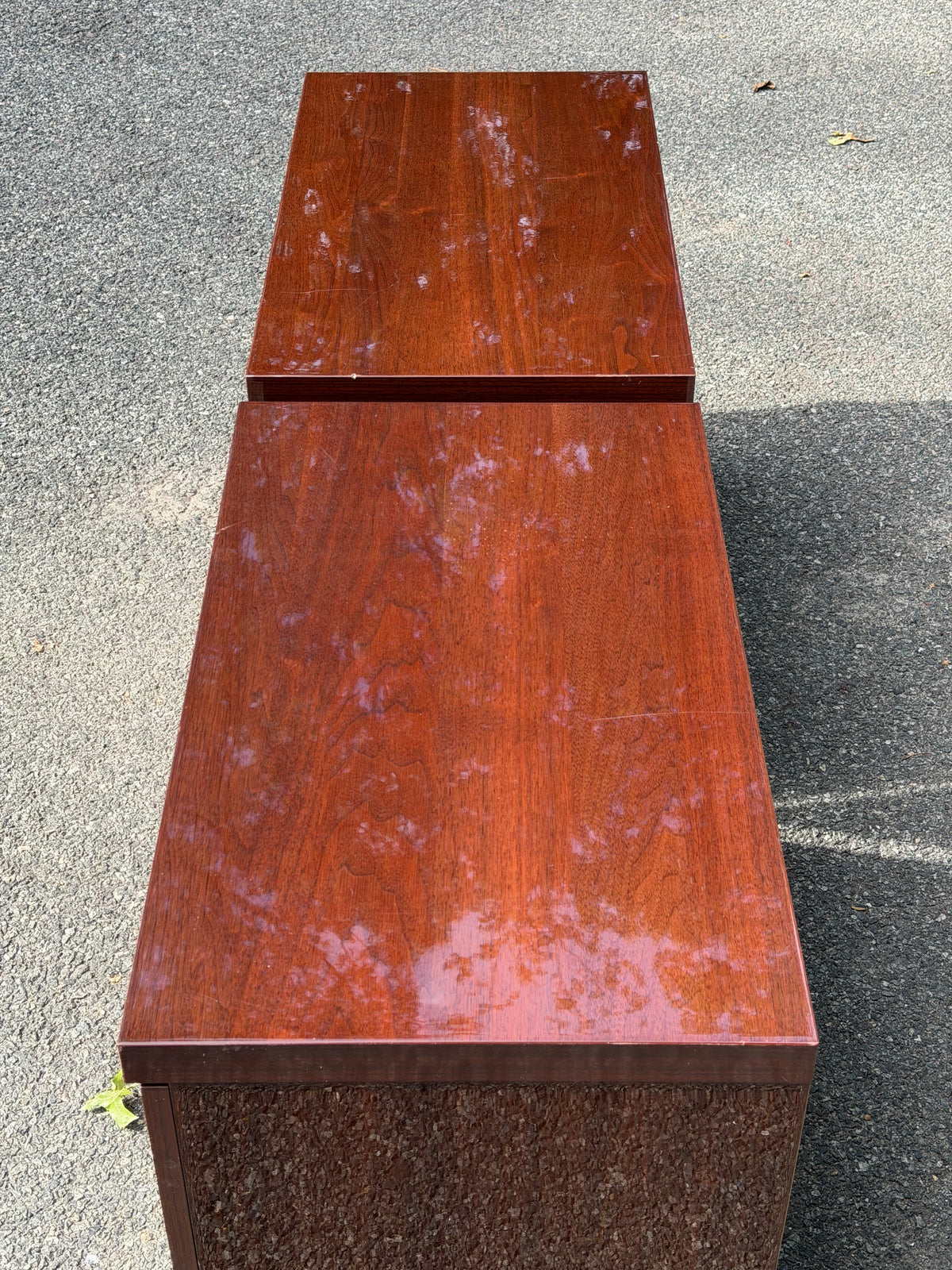 Pair of ALF Italia "Capri" Walnut High Gloss Nightstands
