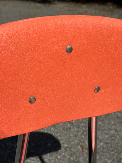 Set of 4 Carter Craft Peach / Coral Stacking Chairs