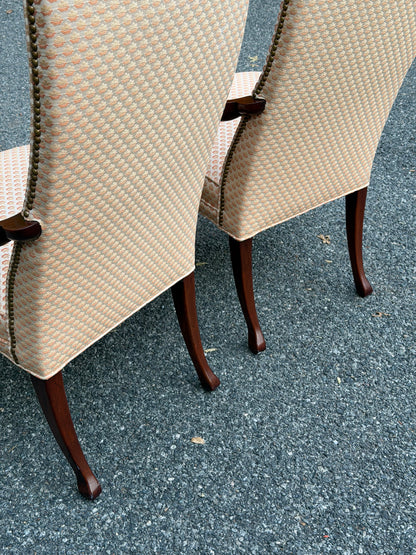 Pair of Vintage Hickory Chair Co. Queen Anne Lolling Armchairs