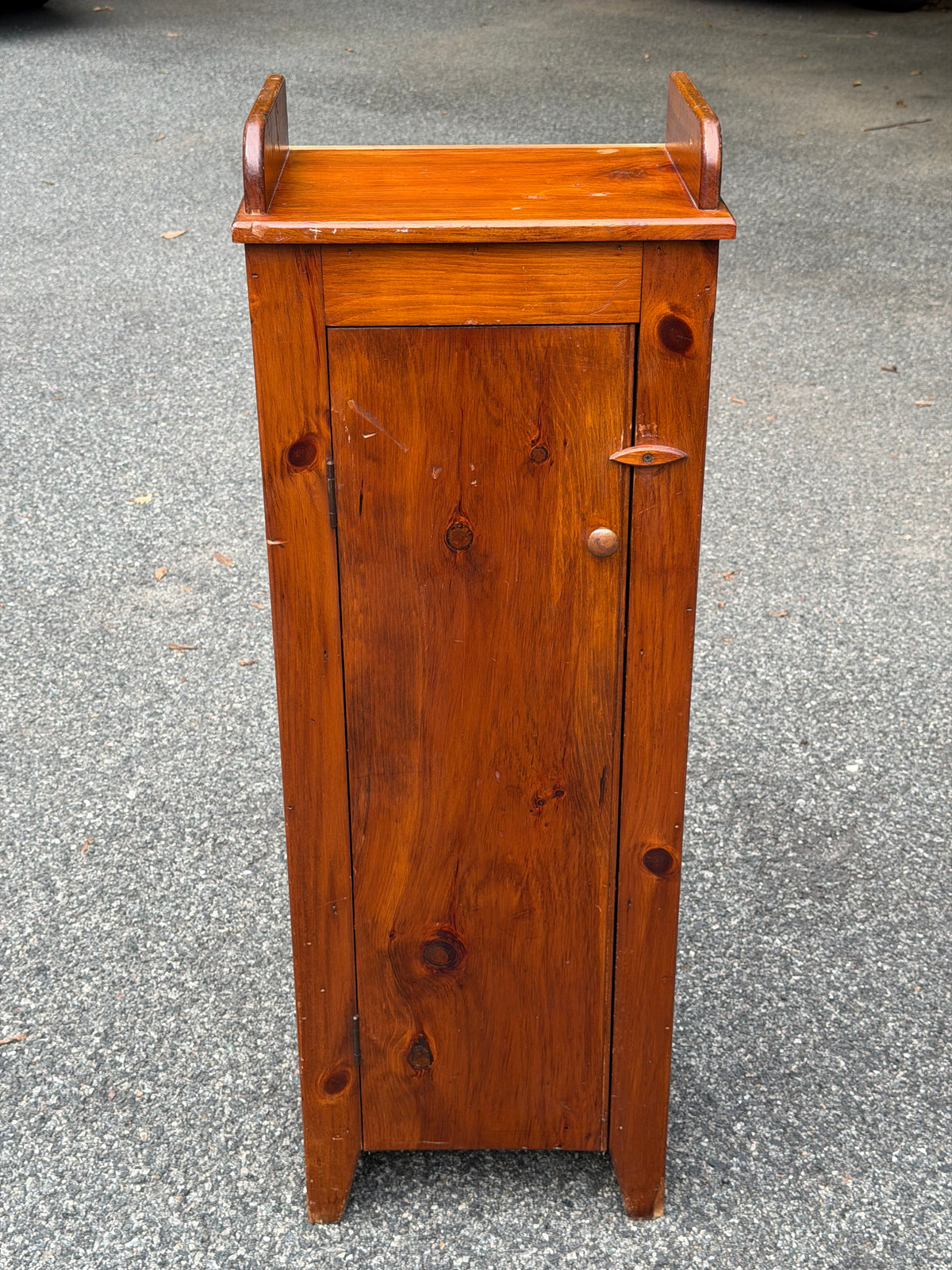 Primitive Solid Pine Narrow Storage Cabinet / Rustic Farmhouse Cupboard