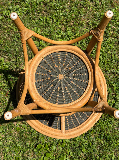 Rattan & Bamboo 2-Tier Round Side Table