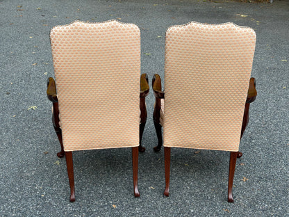 Pair of Vintage Hickory Chair Co. Queen Anne Lolling Armchairs