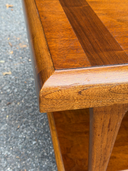 1962 Lane "Pueblo" Mid-Century Modern Walnut Two-Tier End Table