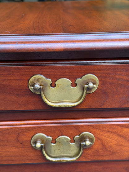 Henkel Harris Double Drawer Solid Cherry End Table