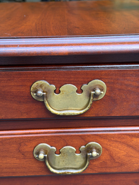 Henkel Harris Double Drawer Solid Cherry End Table