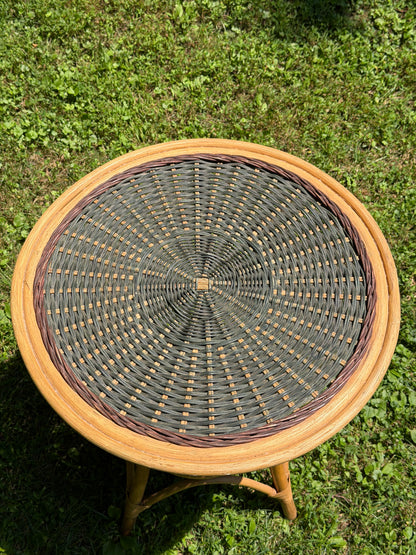 Rattan & Bamboo 2-Tier Round Side Table