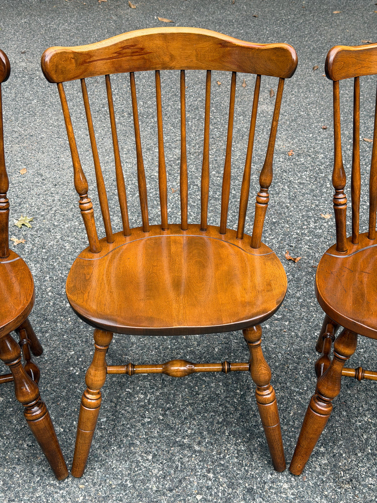 Set of 4 Solid Wood Windsor Dining Chairs (Temple Stuart and S. Bent & Bros)