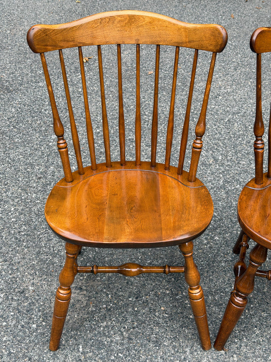 Set of 4 Solid Wood Windsor Dining Chairs (Temple Stuart and S. Bent & Bros)