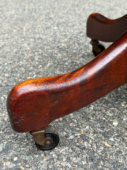 1940s Sikes Solid Wood Swivel Desk Chair w/ Embossed Leather Seat