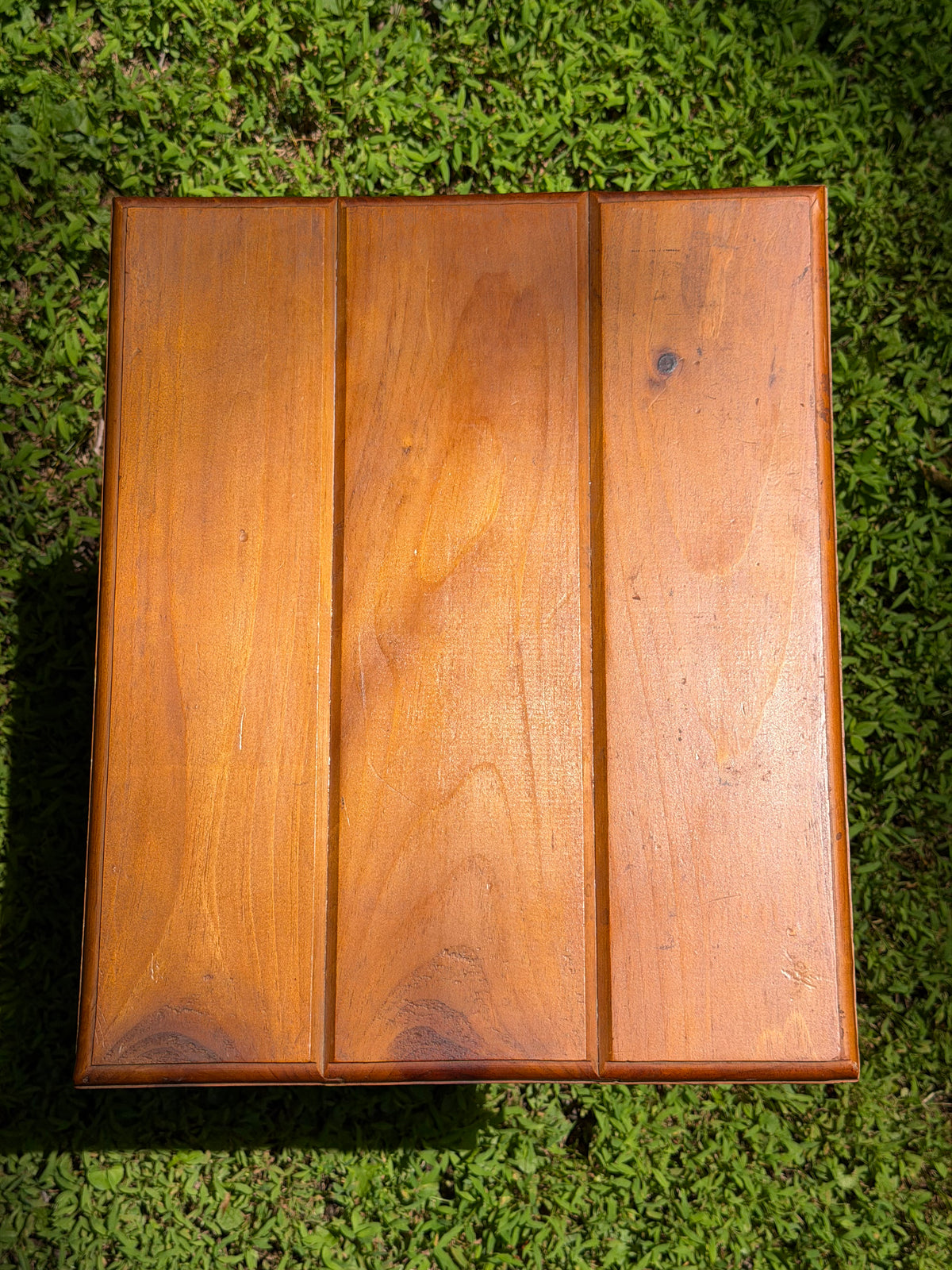 Rustic Wooden Side Table / Plant Stand with 3-Piece Top