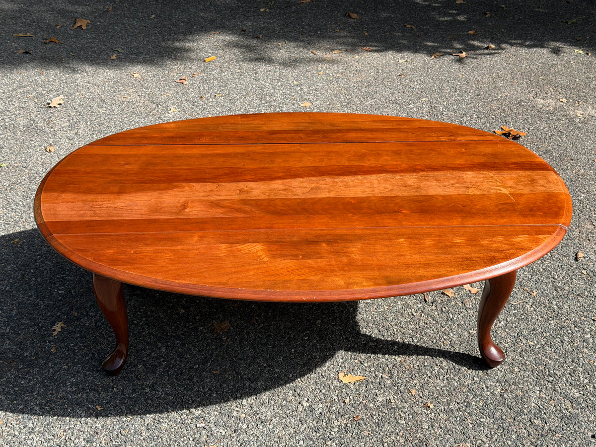Broyhill Solid Cherry Queen Anne Drop-Leaf Oval Coffee Table