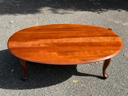 Broyhill Solid Cherry Queen Anne Drop-Leaf Oval Coffee Table