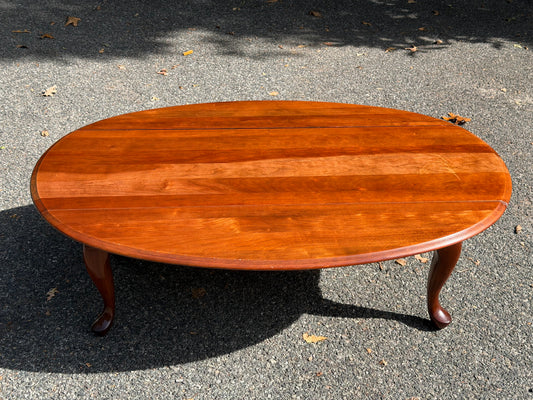 Broyhill Solid Cherry Queen Anne Drop-Leaf Oval Coffee Table