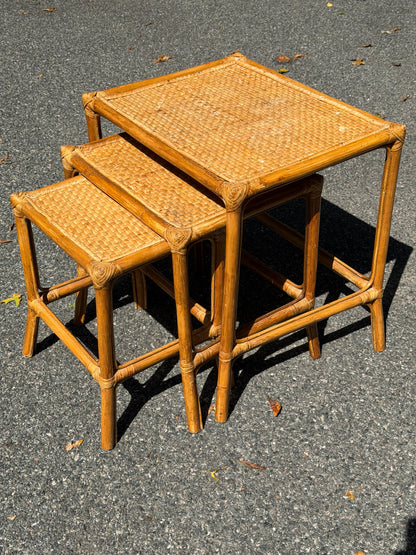 Rattan Nesting Side Tables – Set of 3