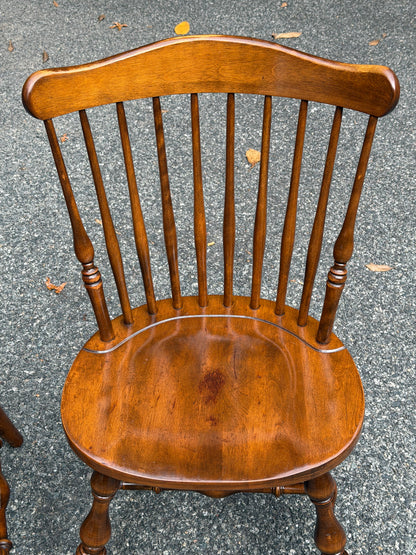 Set of 4 Solid Wood Windsor Dining Chairs (Temple Stuart and S. Bent & Bros)