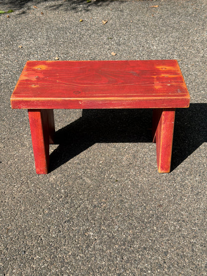 Rustic Farmhouse Red Painted Wood Bench / Stool