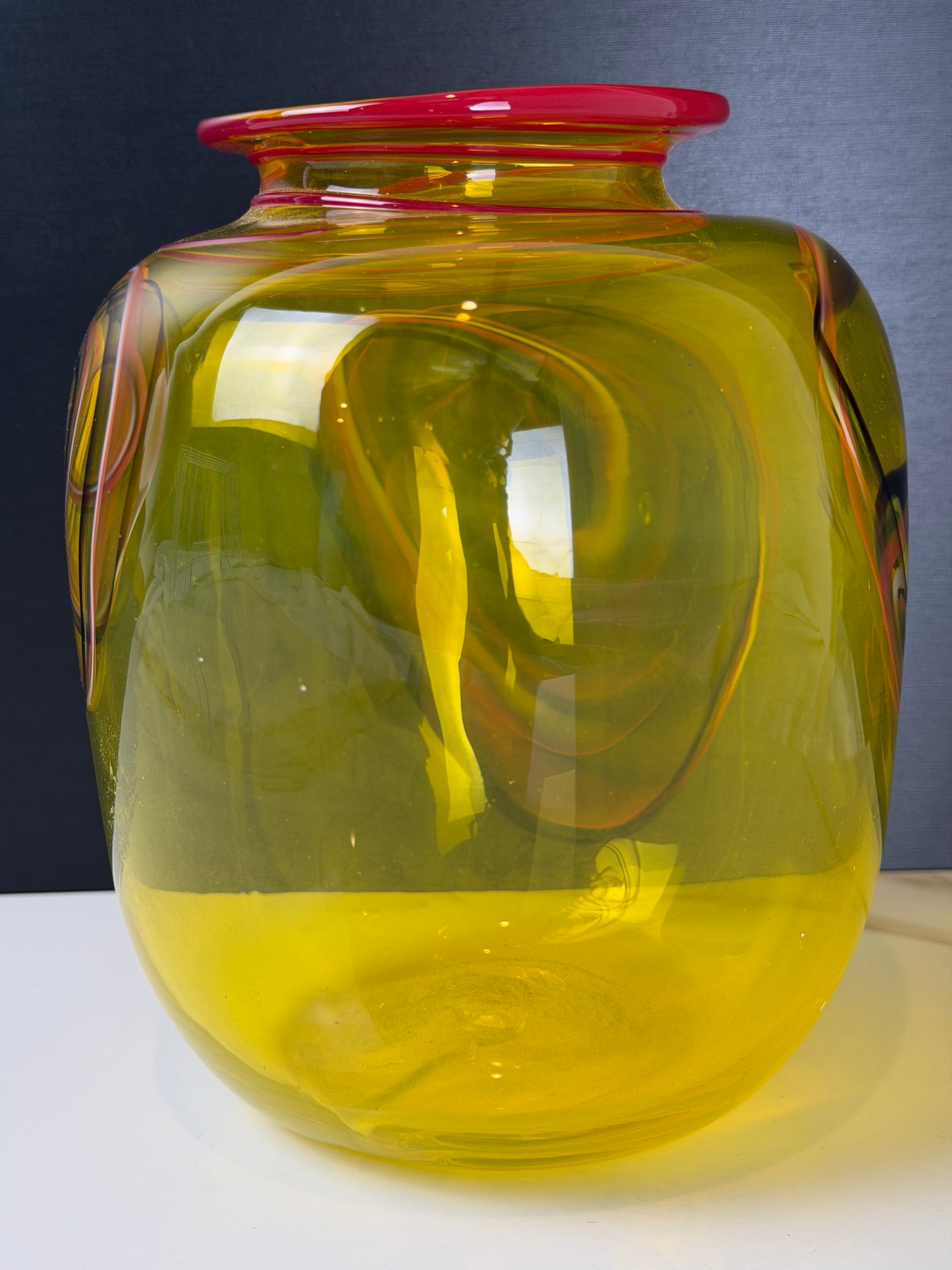 Post -Modern Signed Studio Glass "Faces" Vase