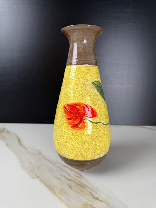 Vintage Botanical Crackle Glaze Teardrop Vase