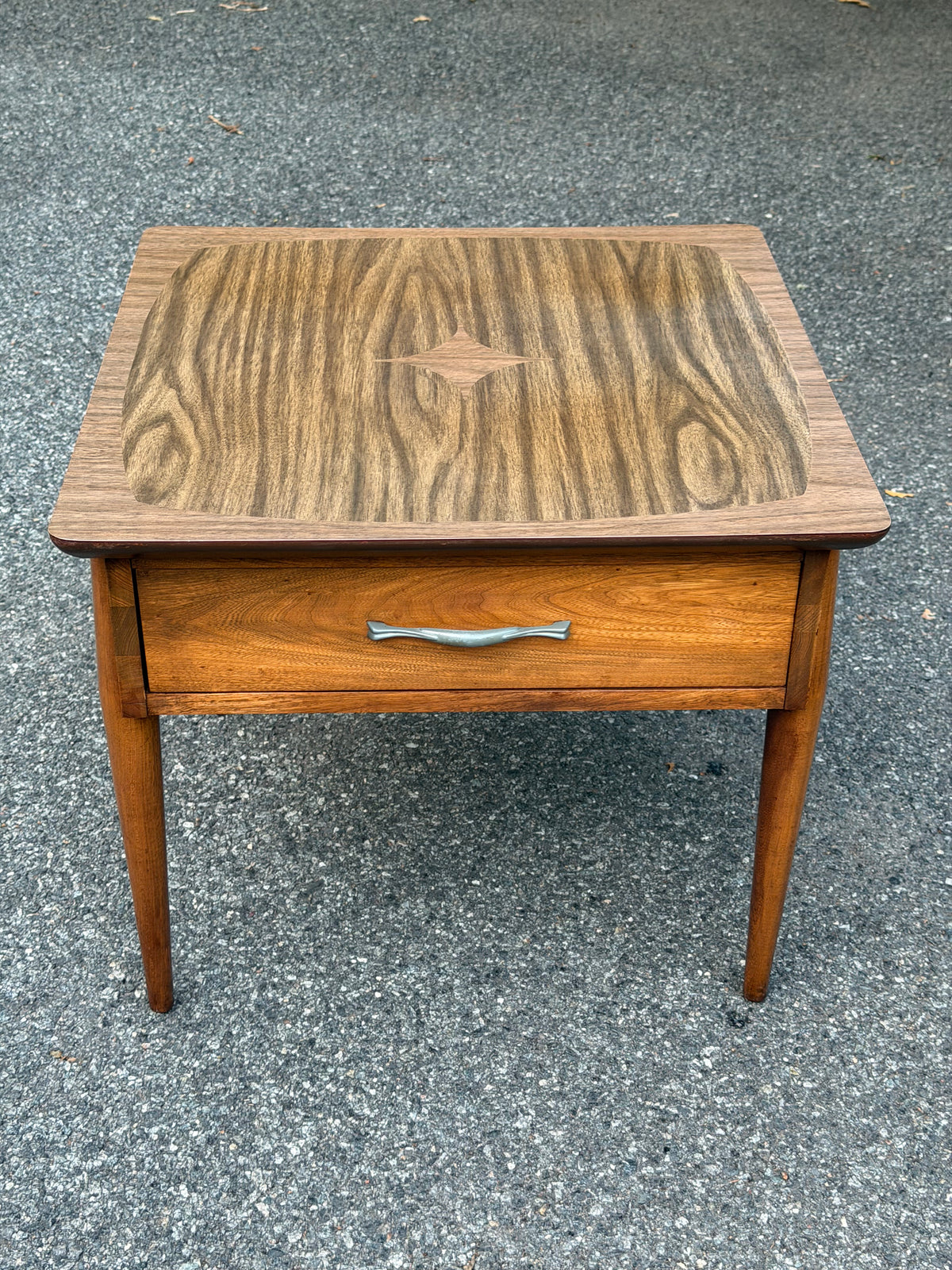 MCM Walnut-Toned Side Table / Nightstand