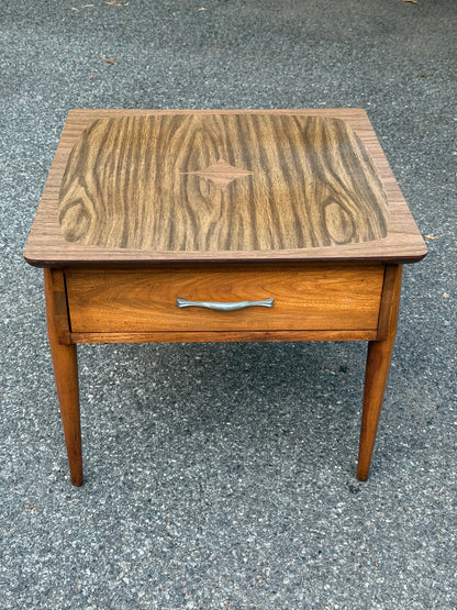 MCM Walnut-Toned Side Table / Nightstand