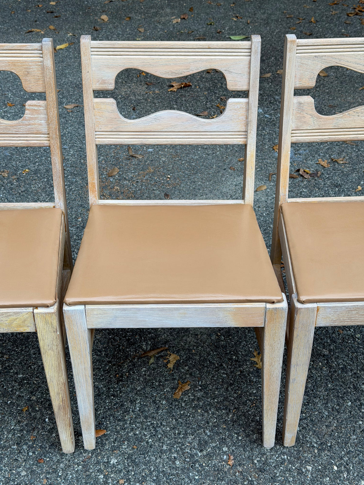 Set of 4 1950s Lee Furniture MCM Limed Oak Dining Chairs