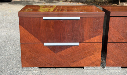 Pair of ALF Italia "Capri" Walnut High Gloss Nightstands