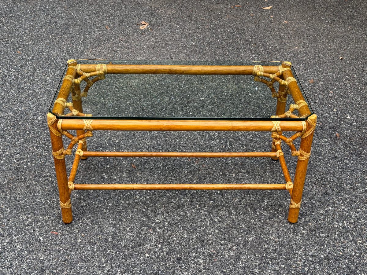 McGuire Rattan & Glass Rectangular Coffee Table – Coastal Boho