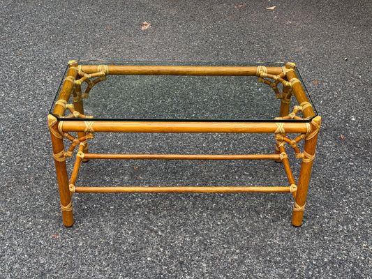 McGuire Rattan & Glass Rectangular Coffee Table – Coastal Boho