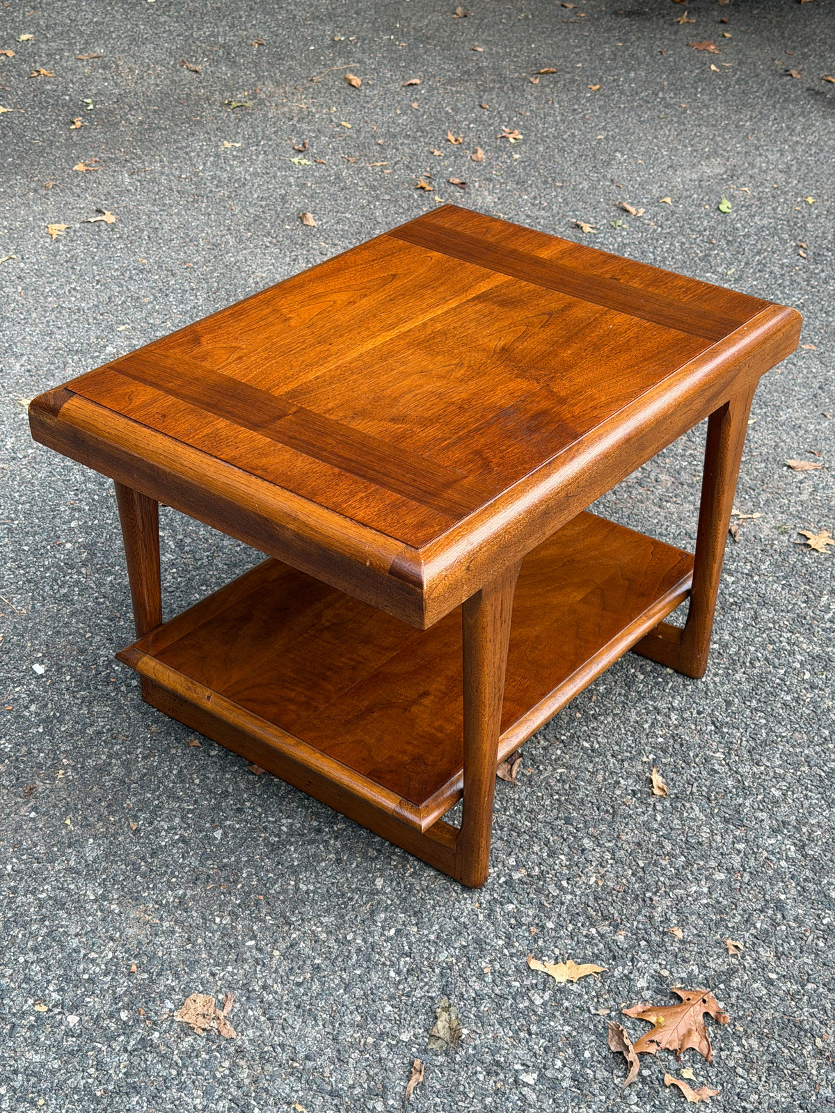 1962 Lane "Pueblo" Mid-Century Modern Walnut Two-Tier End Table