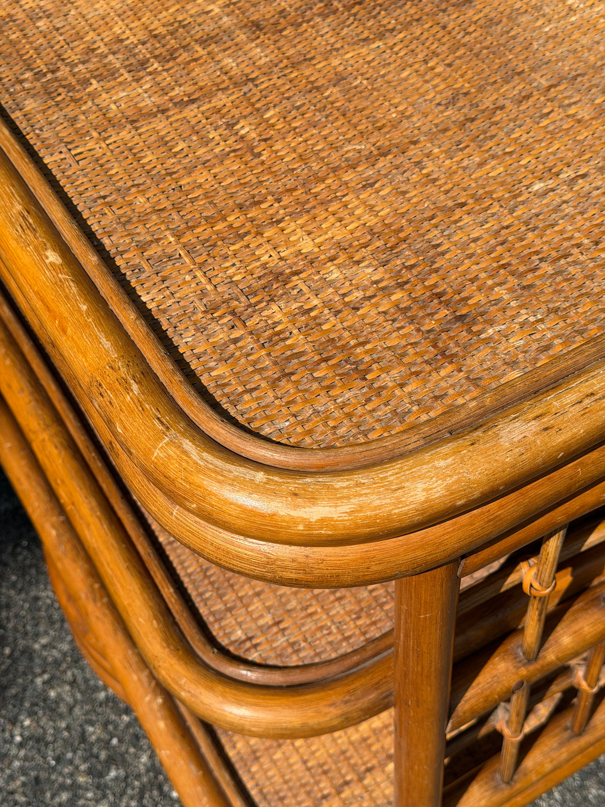 Rattan 3-Tier Swivel Side Table