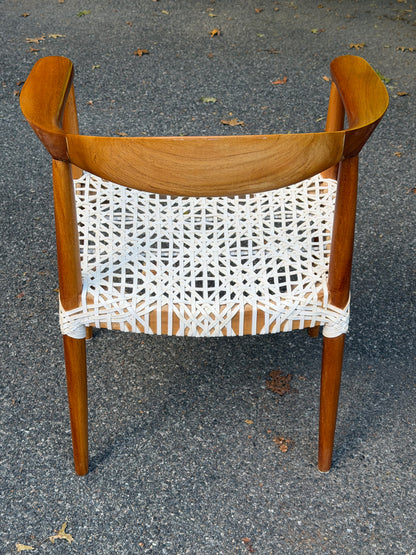 Safavieh New York Danish Modern Style Sculpted Wood & Woven Accent / Desk Chair