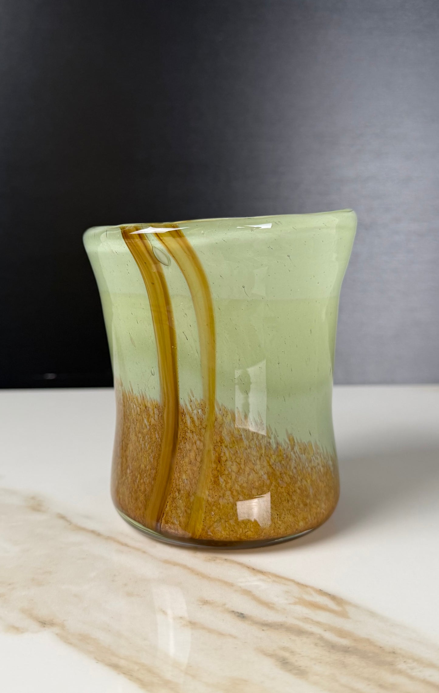 Earth-Toned Swirled Art Glass Tumbler/Vessel