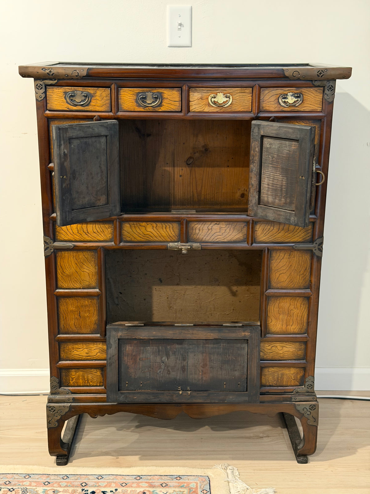 Antique Korean Jeonju Chest / Cabinet with Brass Hardware