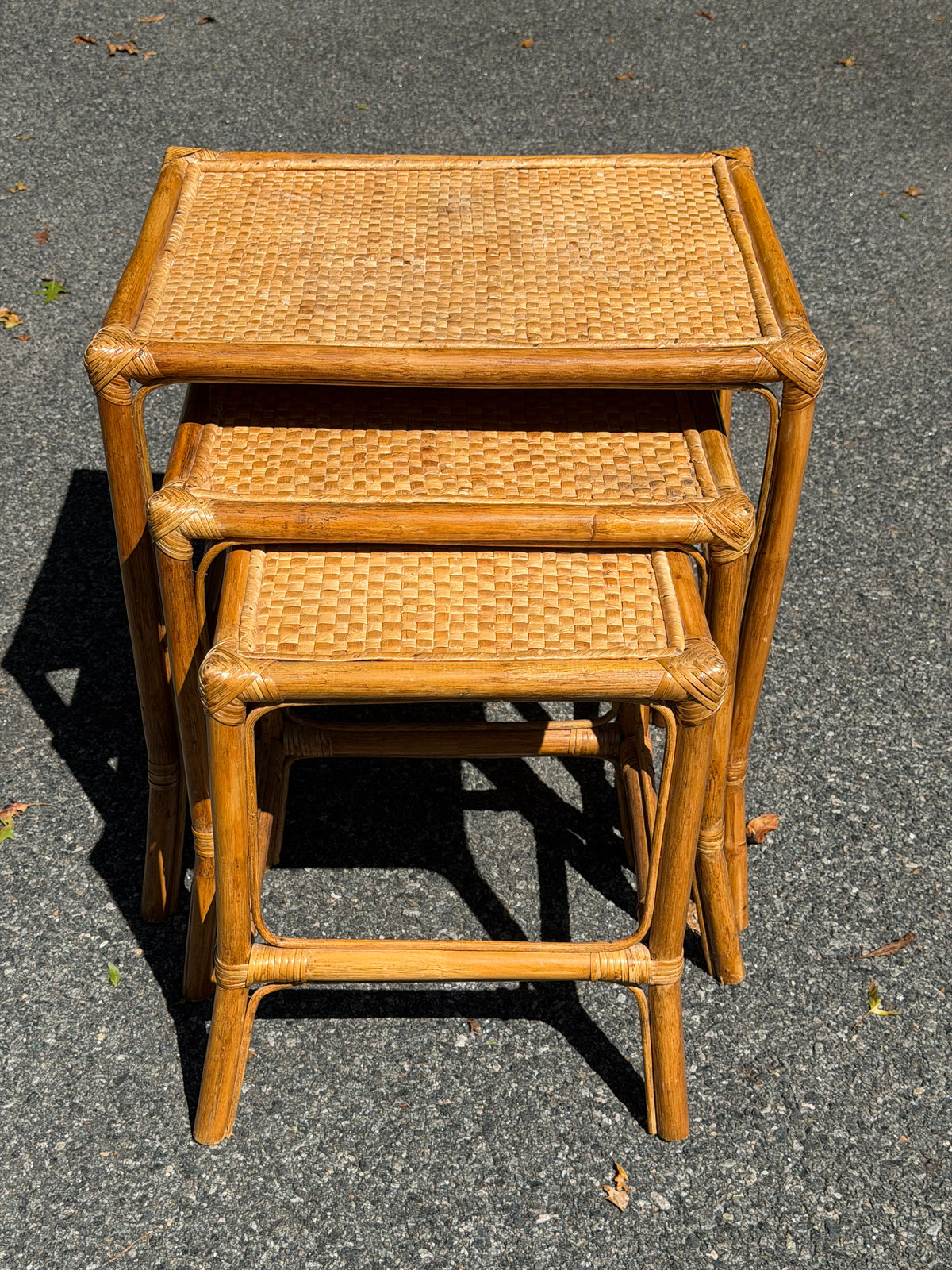 Rattan Nesting Side Tables – Set of 3