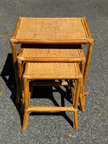 Rattan Nesting Side Tables – Set of 3