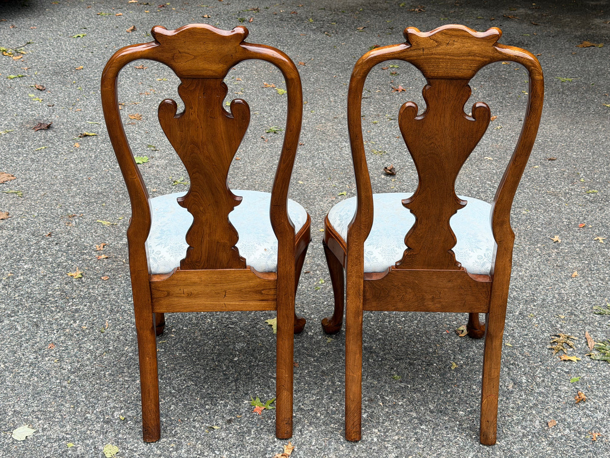 Pair of Solid Cherry Stickley Queen Anne Chairs