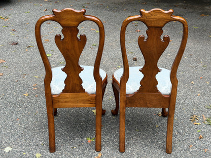 Pair of Solid Cherry Stickley Queen Anne Chairs