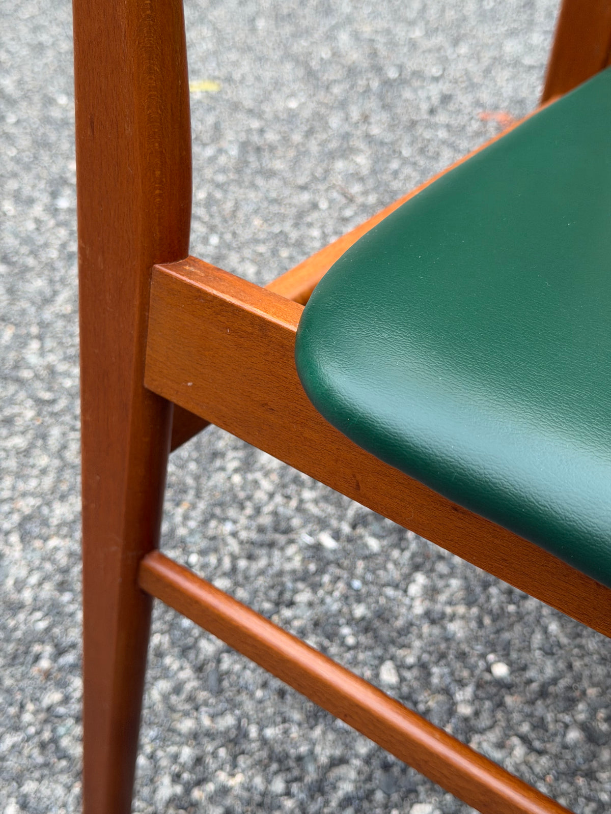 Pair of Sax Danish Modern Teak Dining Chairs Reupholstered in Green