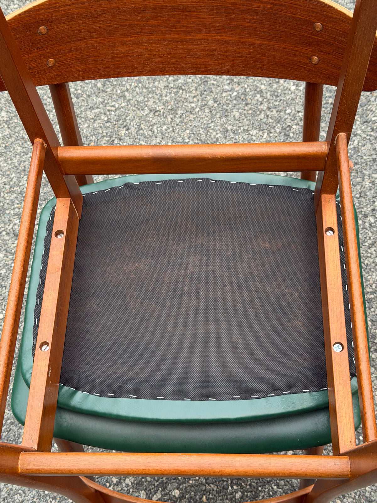 Pair of Sax Danish Modern Teak Dining Chairs Reupholstered in Green