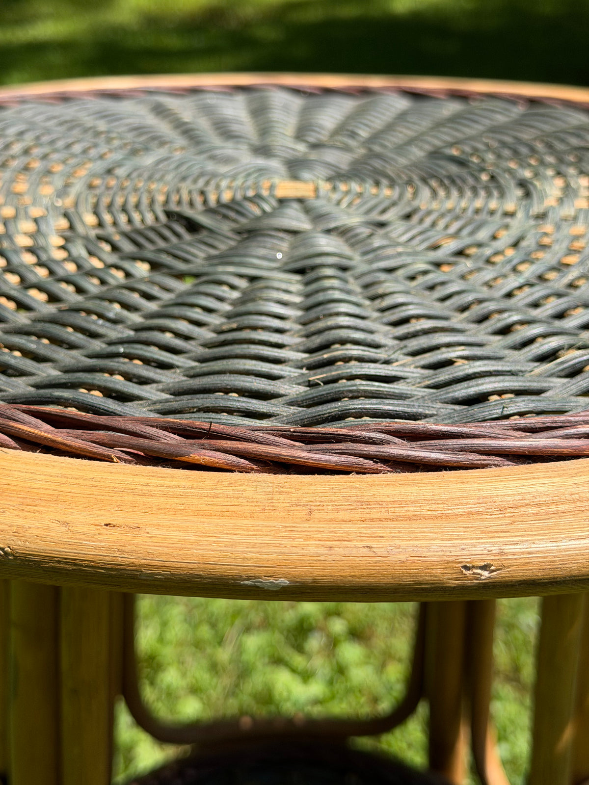 Rattan & Bamboo 2-Tier Round Side Table