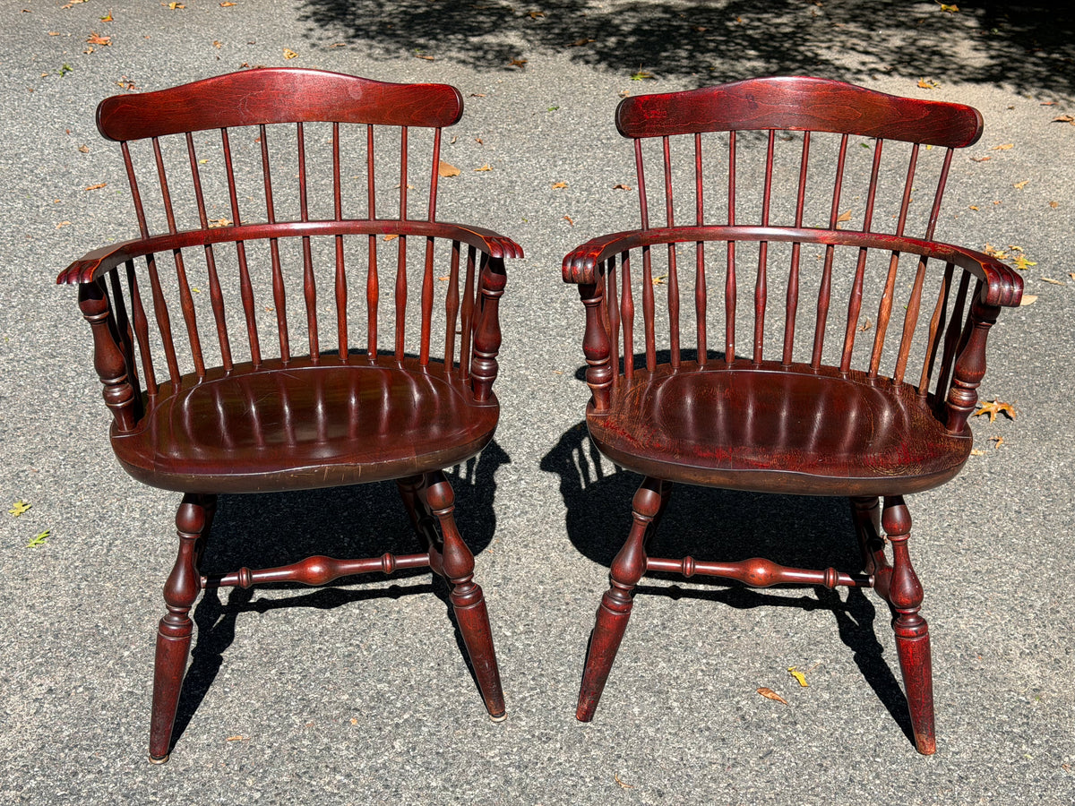 Pair of Nichols & Stone Windsor Armchairs w/ Cushions